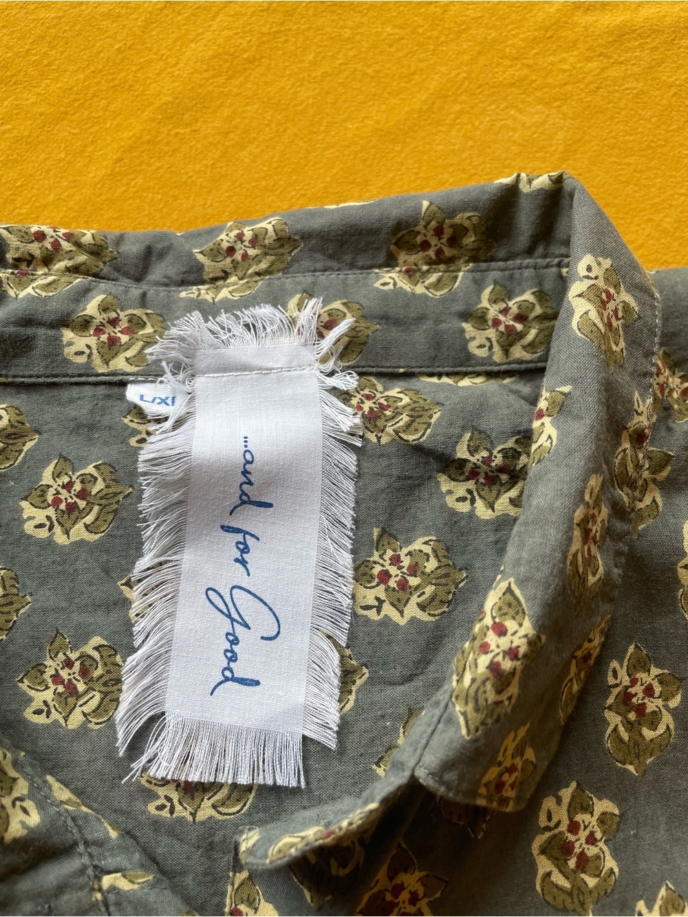 And for Good - Good Boyfriend Shirt Floral India cotton block print L/XL - Picture 3 of 3